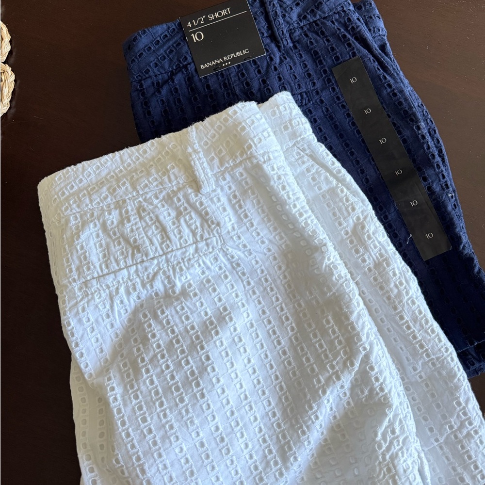 Banana Republic Navy and White Women Shorts